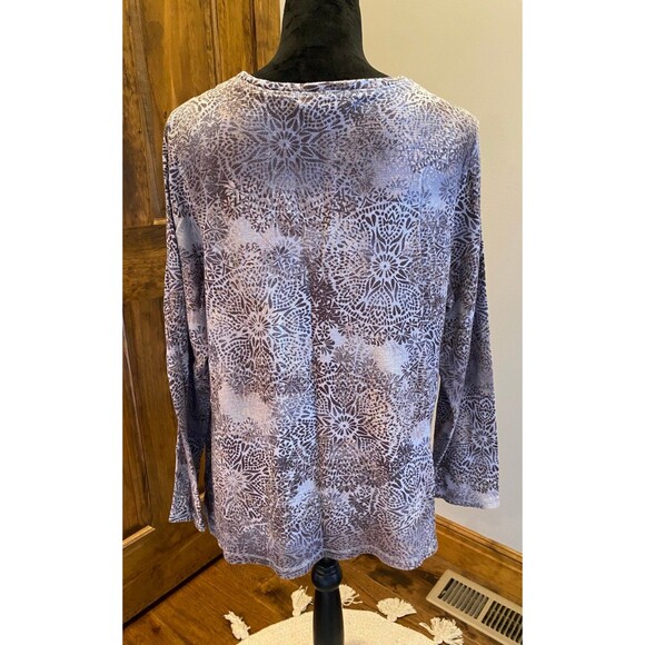 Liz Claiborne Blouse Plus Sz 2X Top Gray Pattern Casual Long Sleeve Pullover - Picture 5 of 9